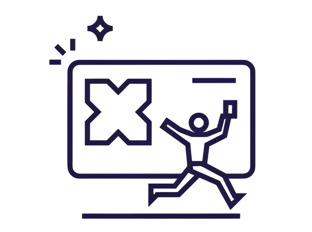 Illustration einer Person, die vor einer großen Pluxee Karte jubelt. 